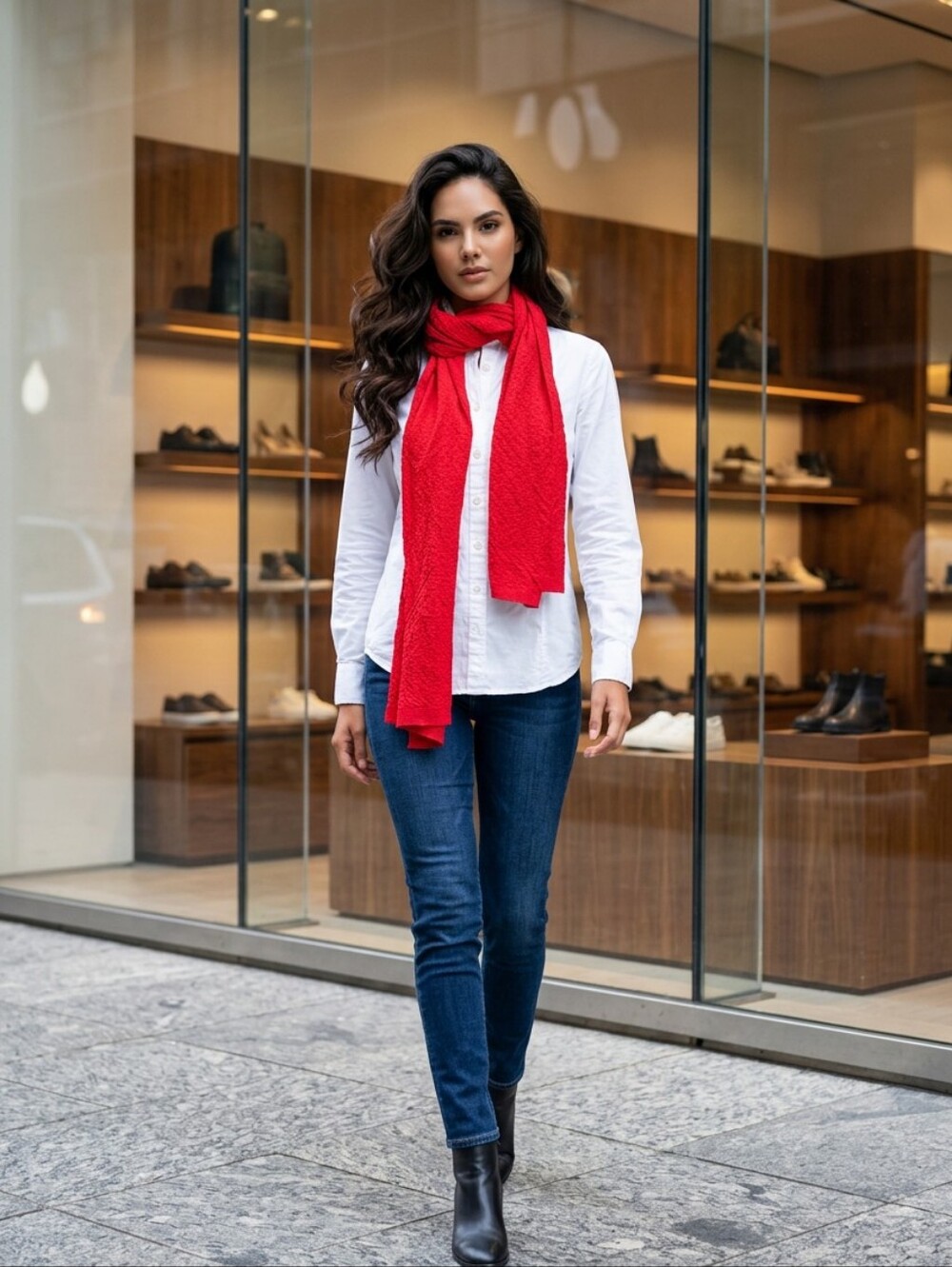 Louis Vuitton Red Scarf W/ Box GIFTABLE